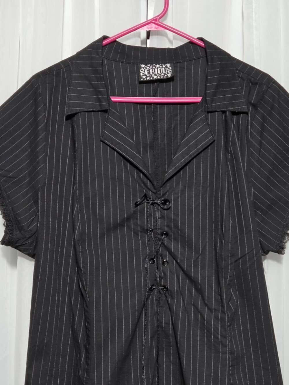 Serious Clothing Pinstripe Lace-Up Gothic Dress Women's Size 3X Made in USA - Picture 3 of 8